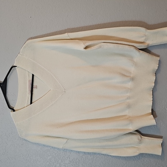 Philosophy/Anthropologie Cream V-Neck Sweater - Womens Size Medium - Picture 2 of 7